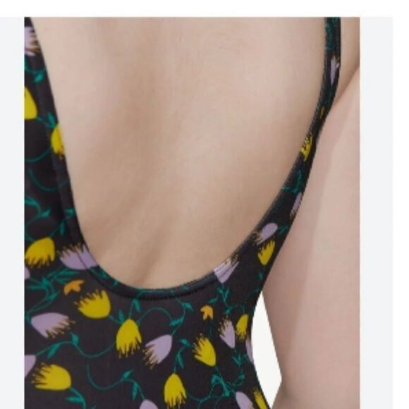 NWT Adidas AOP stretchy tulip print black racing stripes swim suit Medium M - Picture 12 of 14